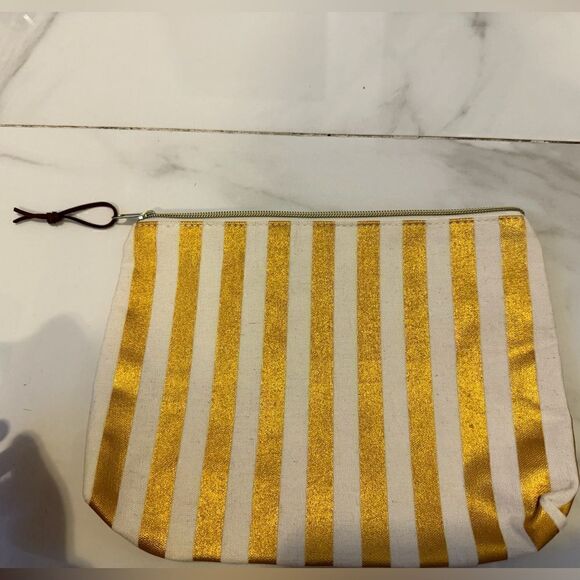 Gold striped cosmetic bag #12 - Picture 1 of 5